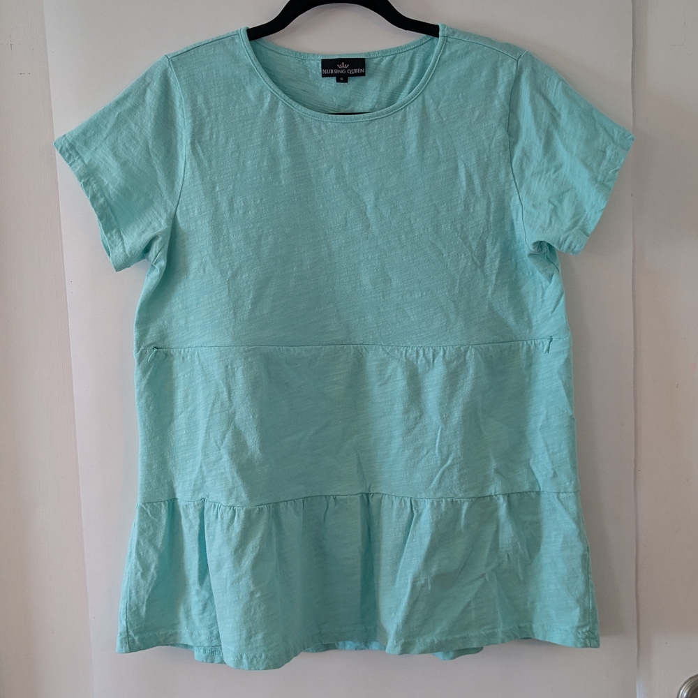 Nursing Queen Small Cotton Nursing Top - Ruffle Mint